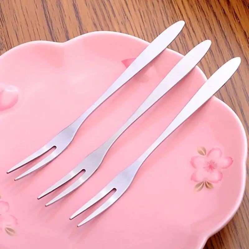 Fruit Fork Stainless Steel Two-toothed Fork Cake Fork Western Small Fork Multifunctional Household Kitchen Accessori